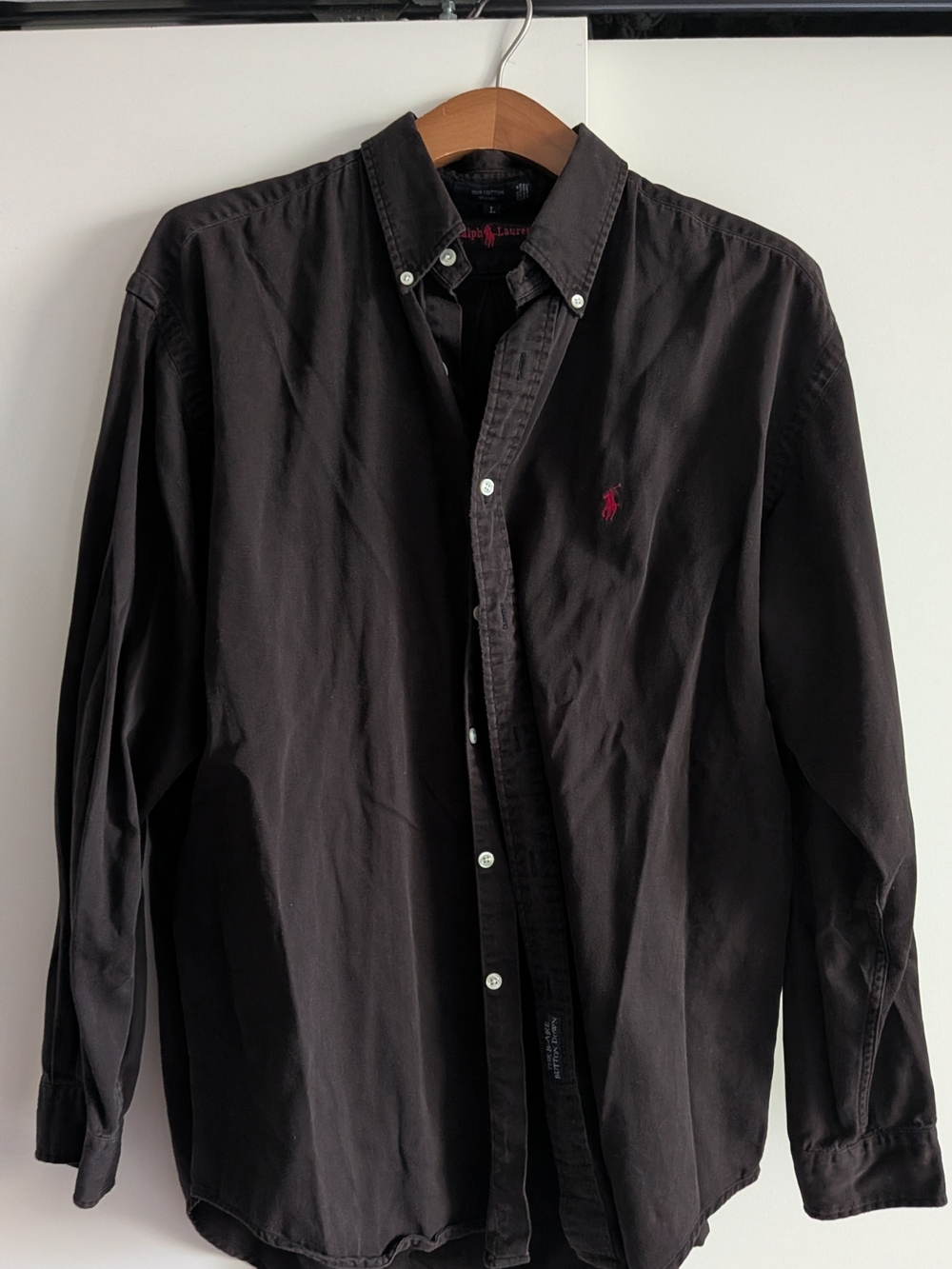 Ralph Lauren Black Button-Down Shirt with Red Pony